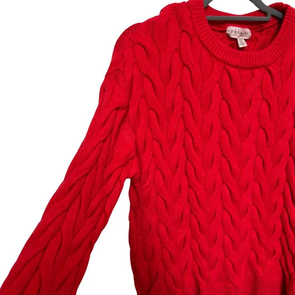 Philosophy‎ Eclectic Grandpa Chunky Cable Knit Sweater Red Size XL